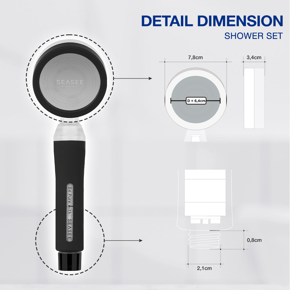 SEASEE Premium Shower Filter Kit - Jet Black - product detail image 5
